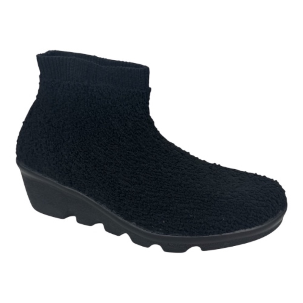 Bernie Mev Camryn Black Chenille Wedge Bootie Women’s Comfort Ankle  - NWB